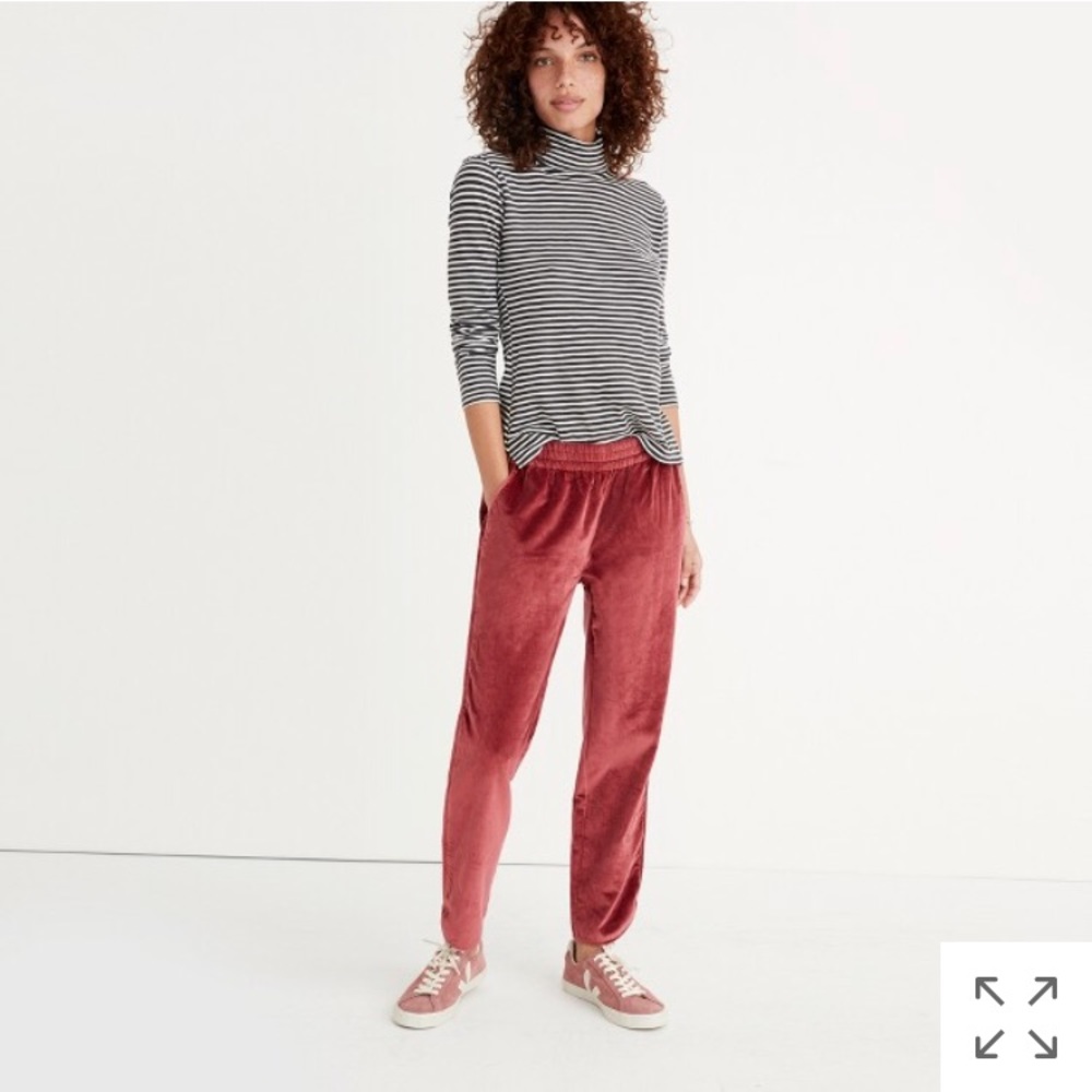Madewell track trousers in velvet size xs